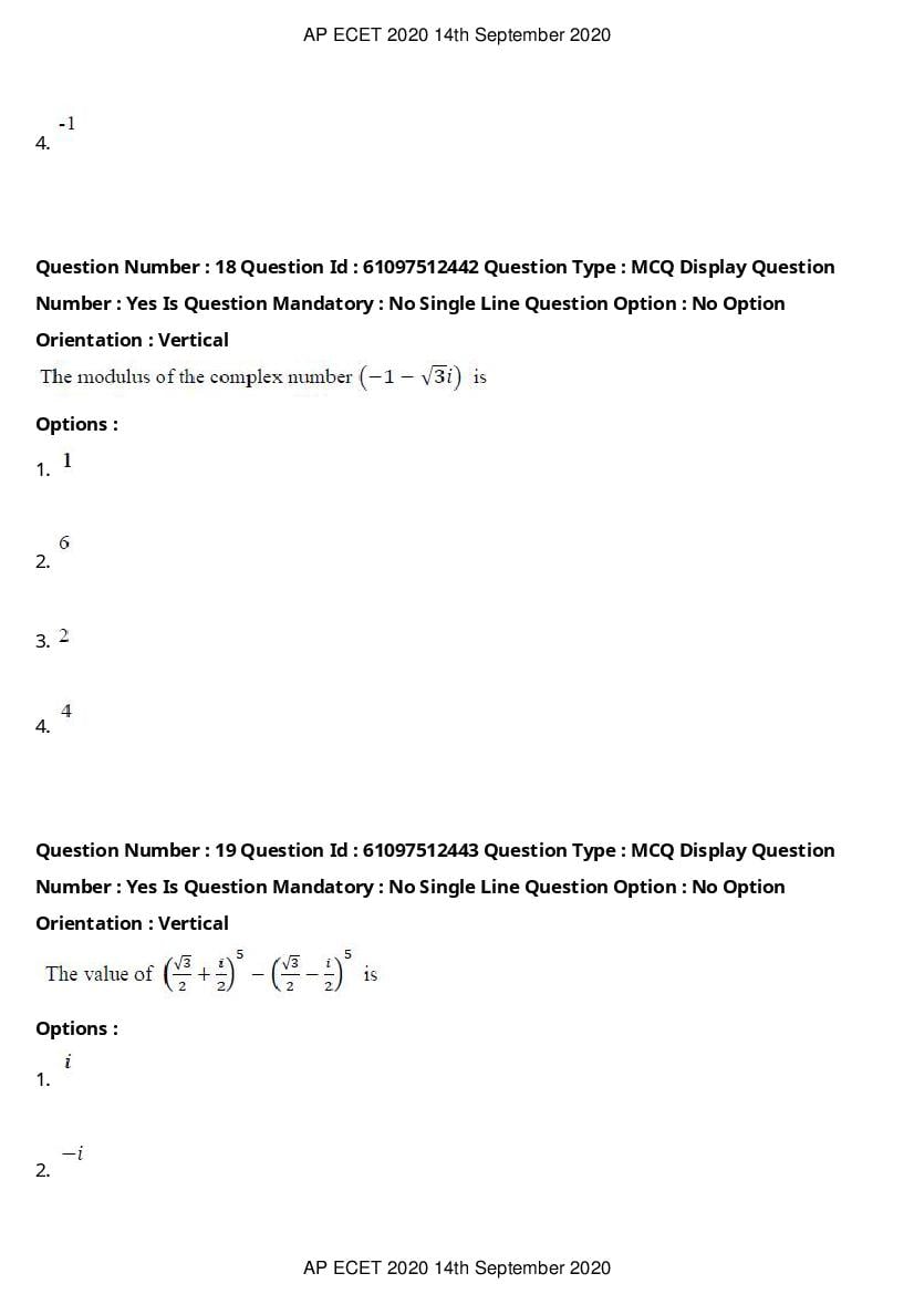 AP ECET 2020 Question Paper PDF with Answer Key (13 Papers)