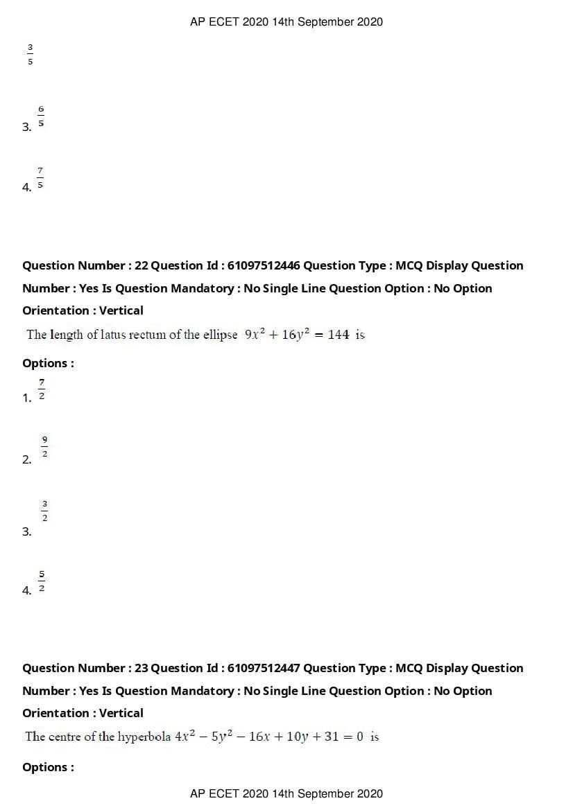 AP ECET 2020 Question Paper PDF with Answer Key (13 Papers)