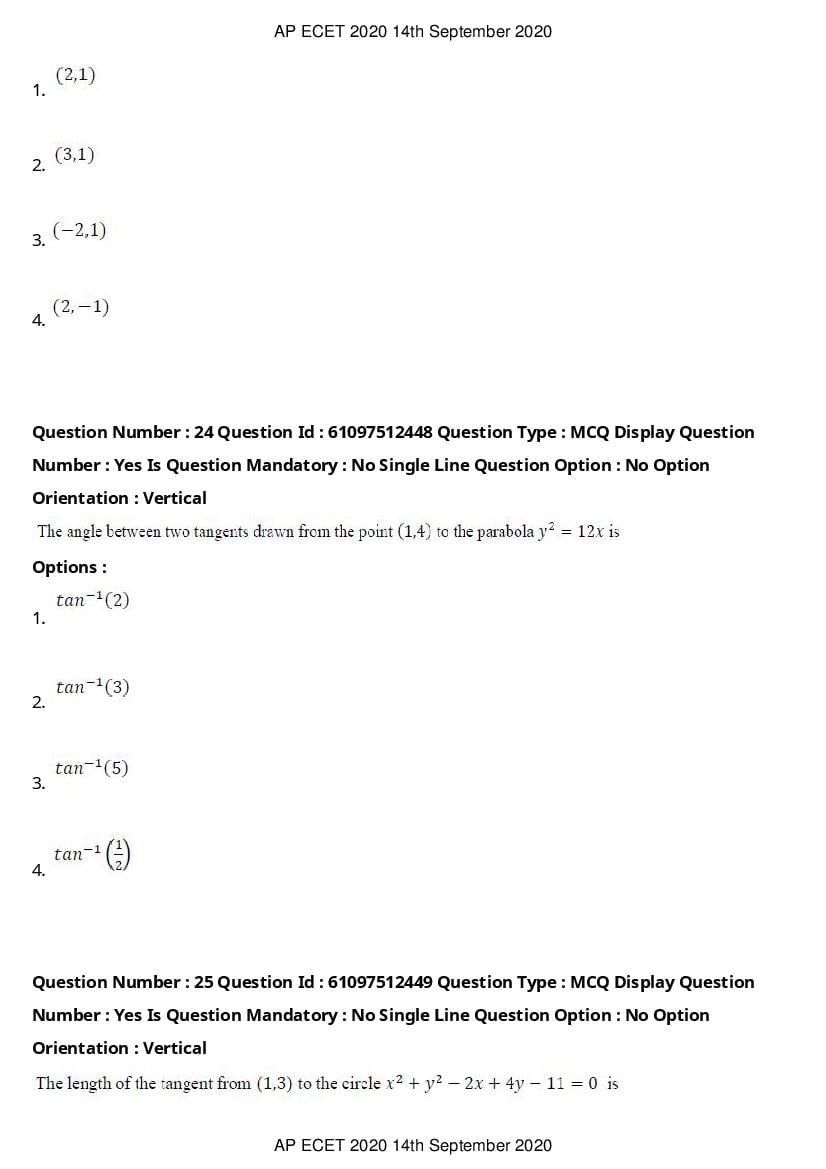 AP ECET 2020 Question Paper PDF with Answer Key (13 Papers)