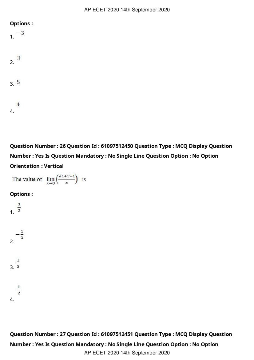 AP ECET 2020 Question Paper PDF with Answer Key (13 Papers)