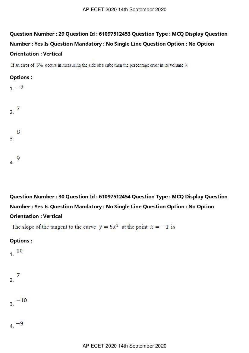 AP ECET 2020 Question Paper PDF with Answer Key (13 Papers)