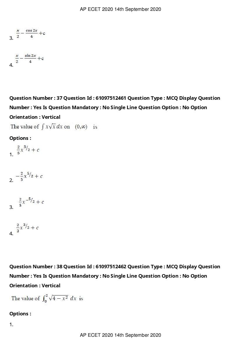 AP ECET 2020 Question Paper PDF with Answer Key (13 Papers)