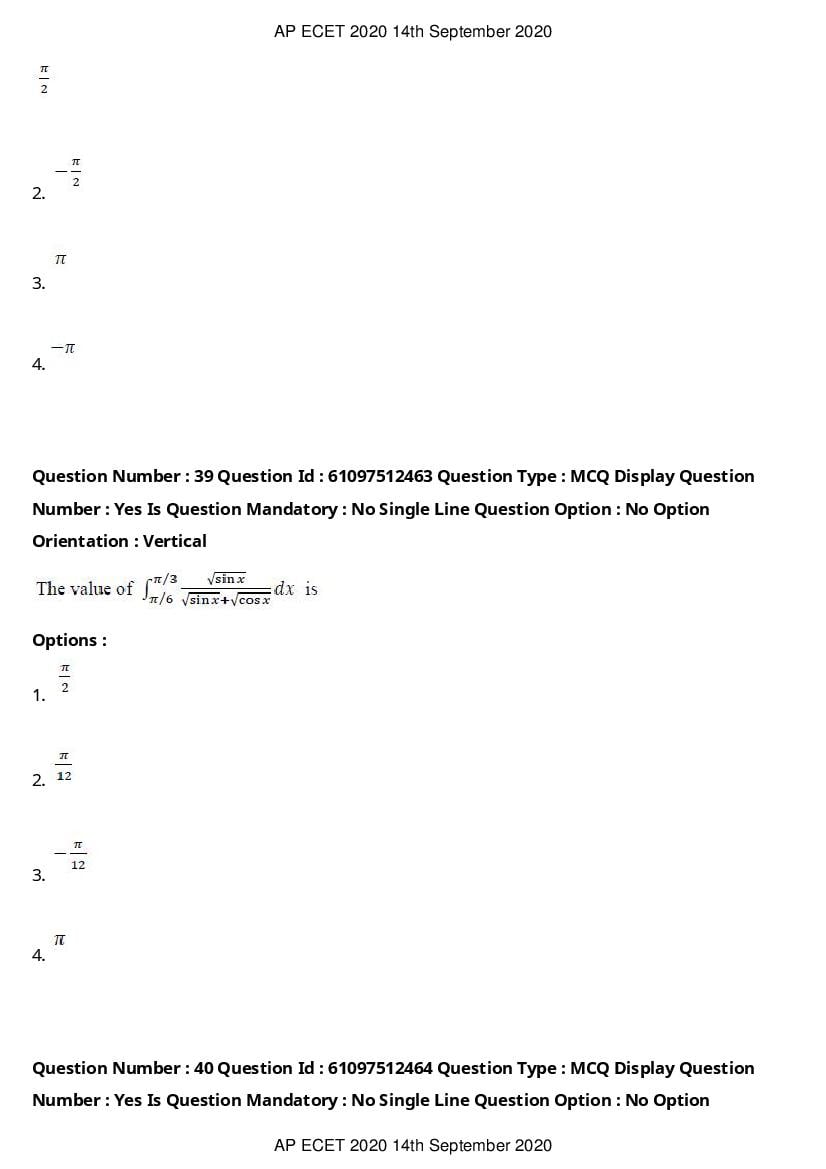 AP ECET 2020 Question Paper PDF with Answer Key (13 Papers)