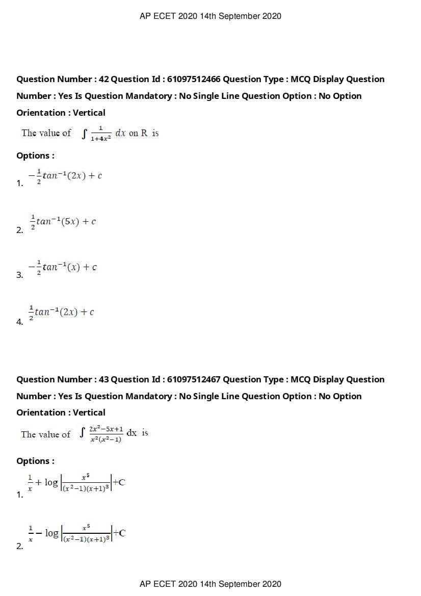 AP ECET 2020 Question Paper PDF with Answer Key (13 Papers)