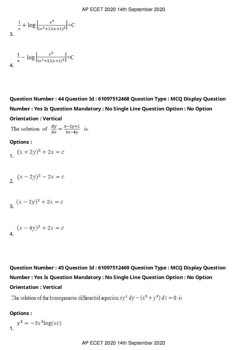 AP ECET 2020 Question Paper PDF with Answer Key (13 Papers)