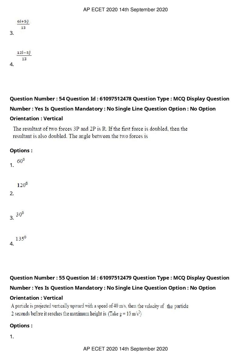 AP ECET 2020 Question Paper PDF with Answer Key (13 Papers)