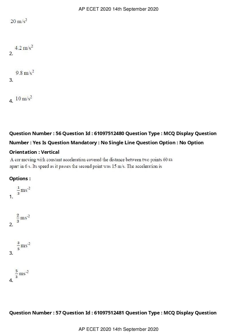 AP ECET 2020 Question Paper PDF with Answer Key (13 Papers)