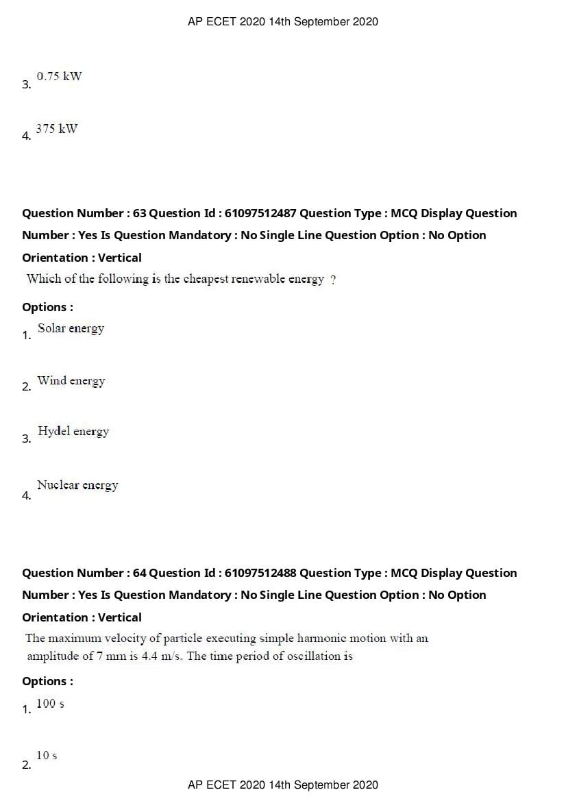 AP ECET 2020 Question Paper PDF with Answer Key (13 Papers)