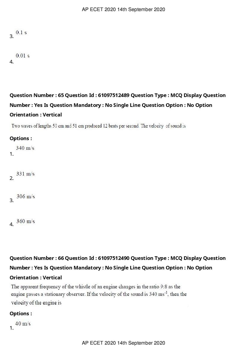 AP ECET 2020 Question Paper PDF with Answer Key (13 Papers)