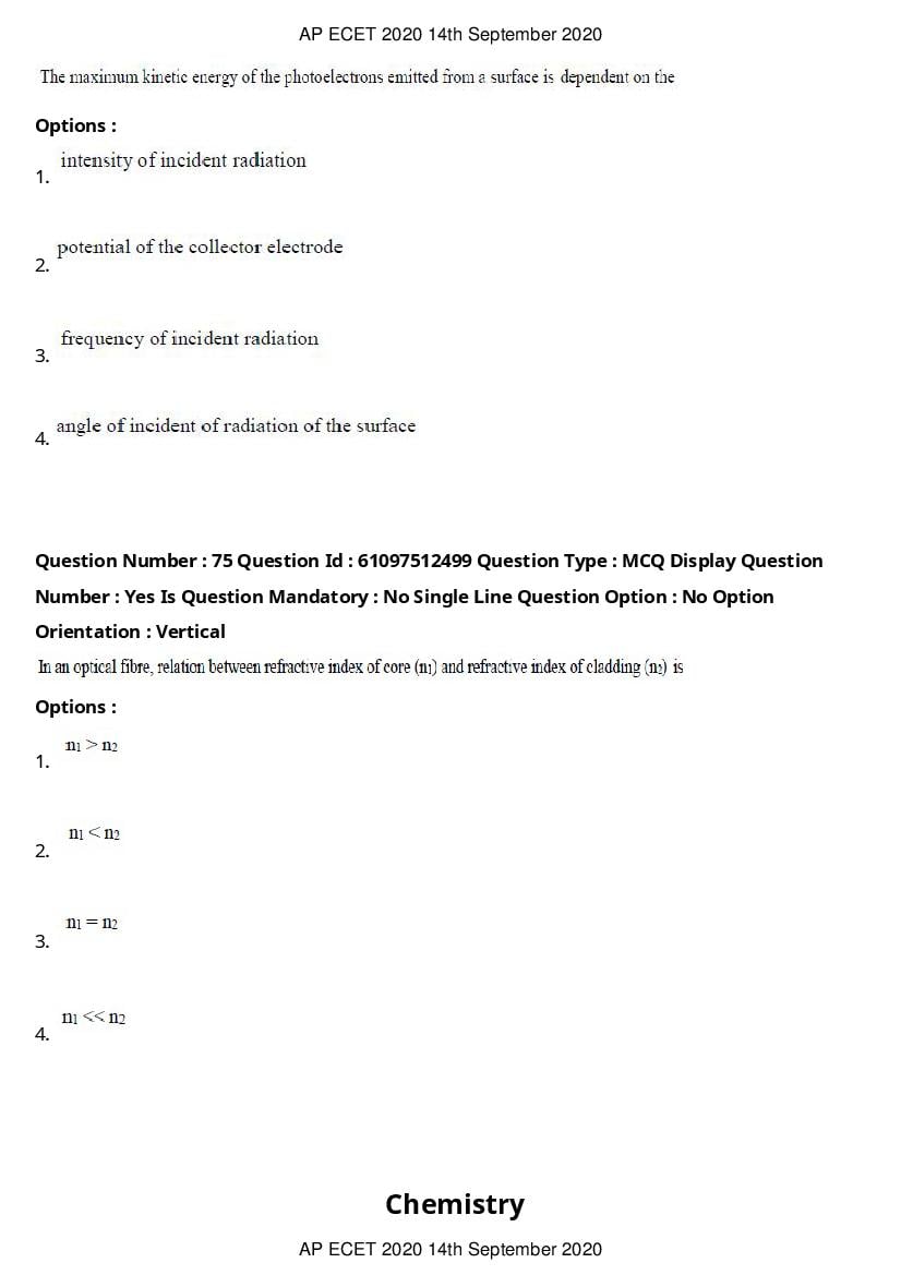 AP ECET 2020 Question Paper PDF with Answer Key (13 Papers)