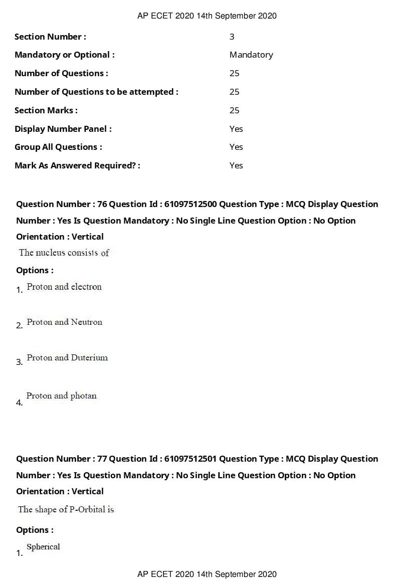 AP ECET 2020 Question Paper PDF with Answer Key (13 Papers)