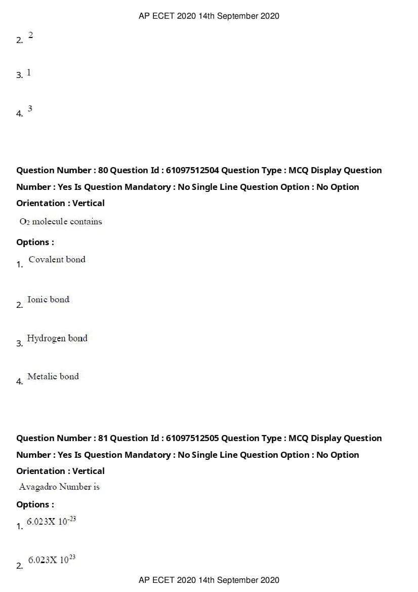 AP ECET 2020 Question Paper PDF with Answer Key (13 Papers)