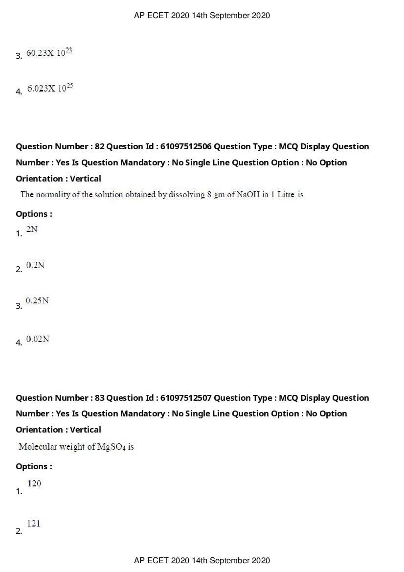 AP ECET 2020 Question Paper PDF with Answer Key (13 Papers)