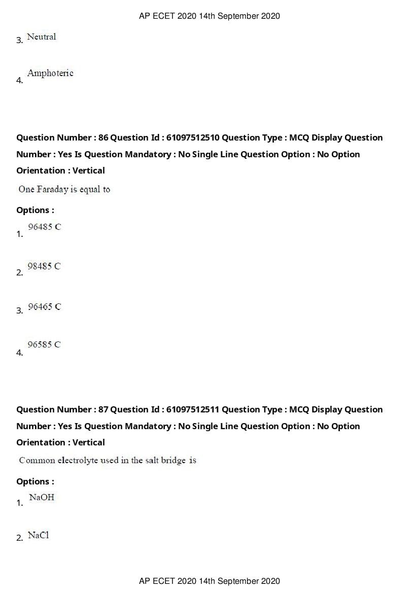 AP ECET 2020 Question Paper PDF with Answer Key (13 Papers)