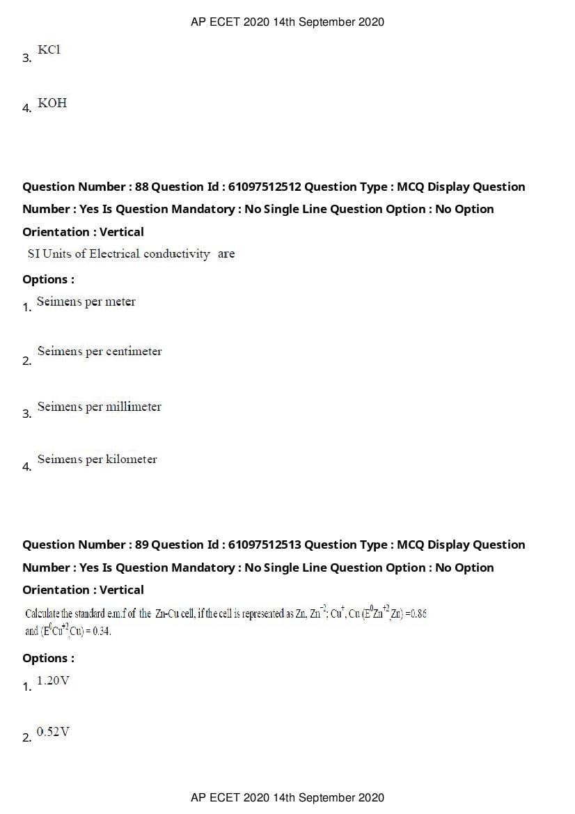 AP ECET 2020 Question Paper PDF with Answer Key (13 Papers)