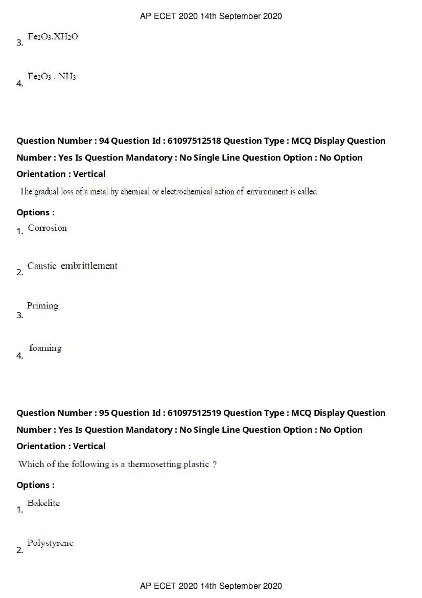 AP ECET 2020 Question Paper PDF with Answer Key (13 Papers)