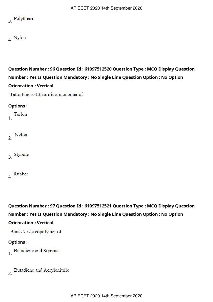 AP ECET 2020 Question Paper PDF with Answer Key (13 Papers)
