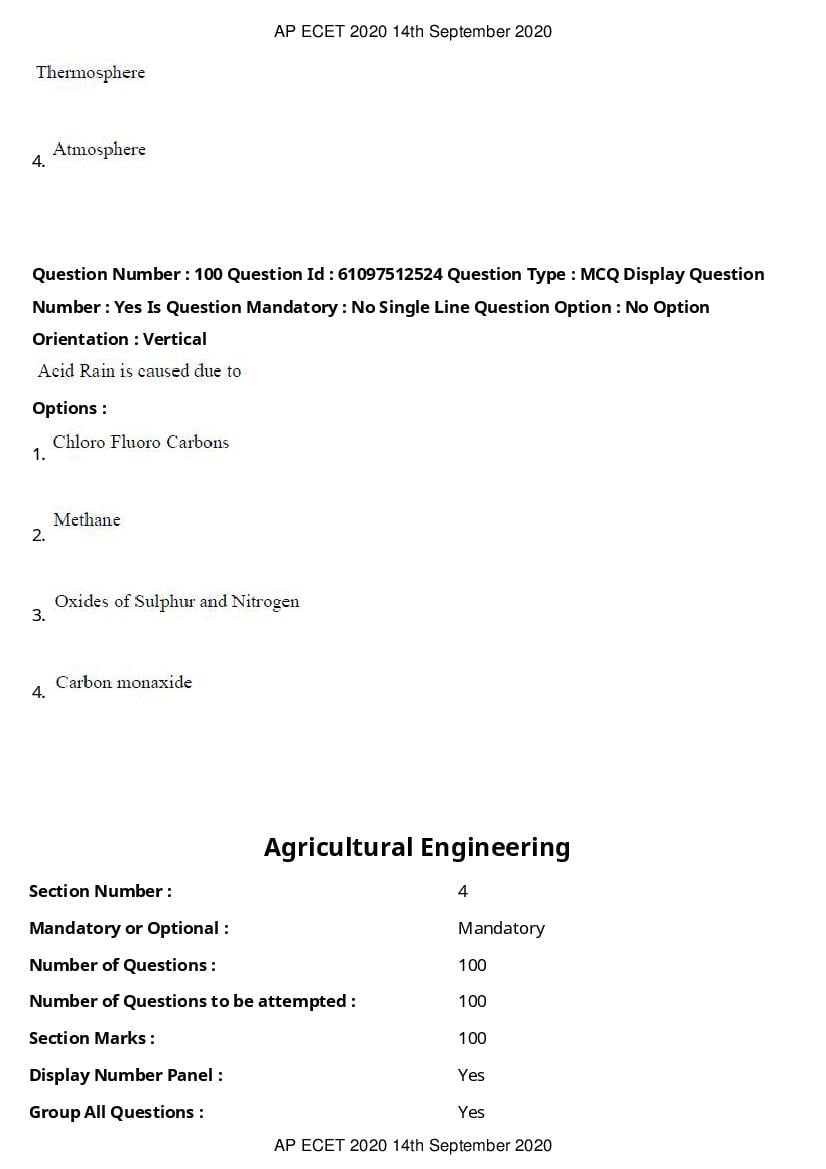 AP ECET 2020 Question Paper PDF with Answer Key (13 Papers)