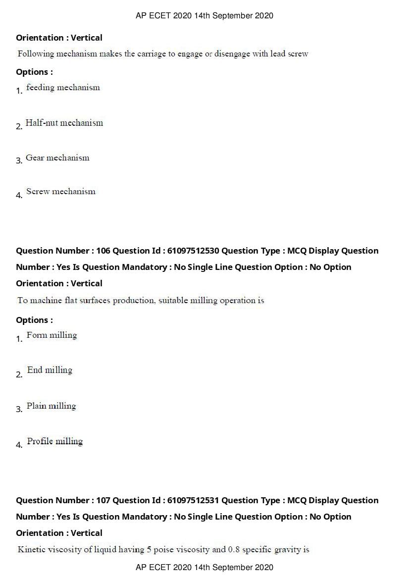 AP ECET 2020 Question Paper PDF with Answer Key (13 Papers)