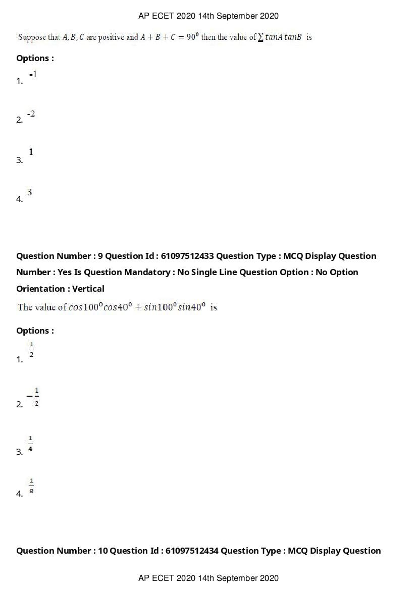 AP ECET 2020 Question Paper PDF with Answer Key (13 Papers)