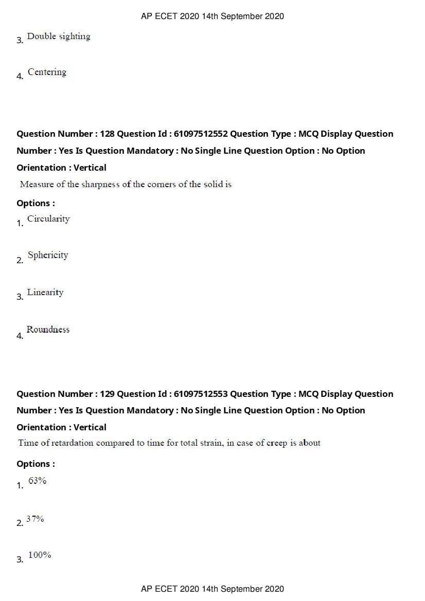AP ECET 2020 Question Paper PDF with Answer Key (13 Papers)