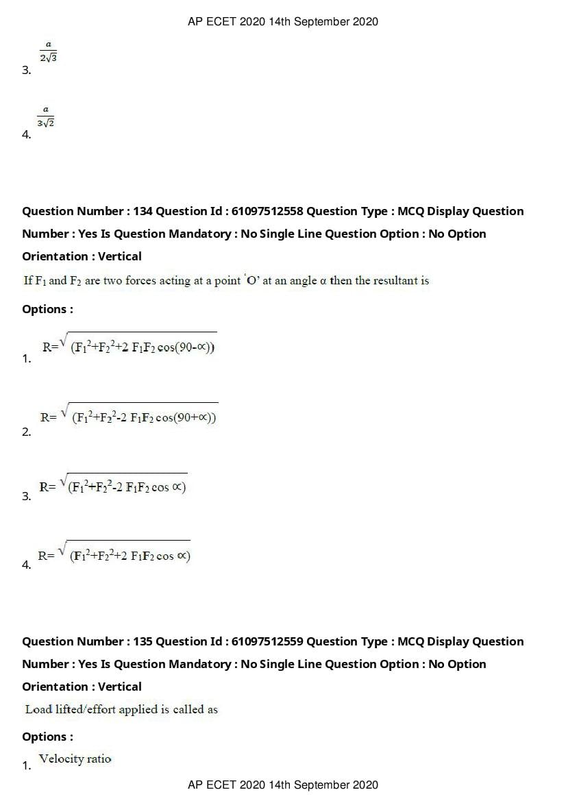 AP ECET 2020 Question Paper PDF with Answer Key (13 Papers)