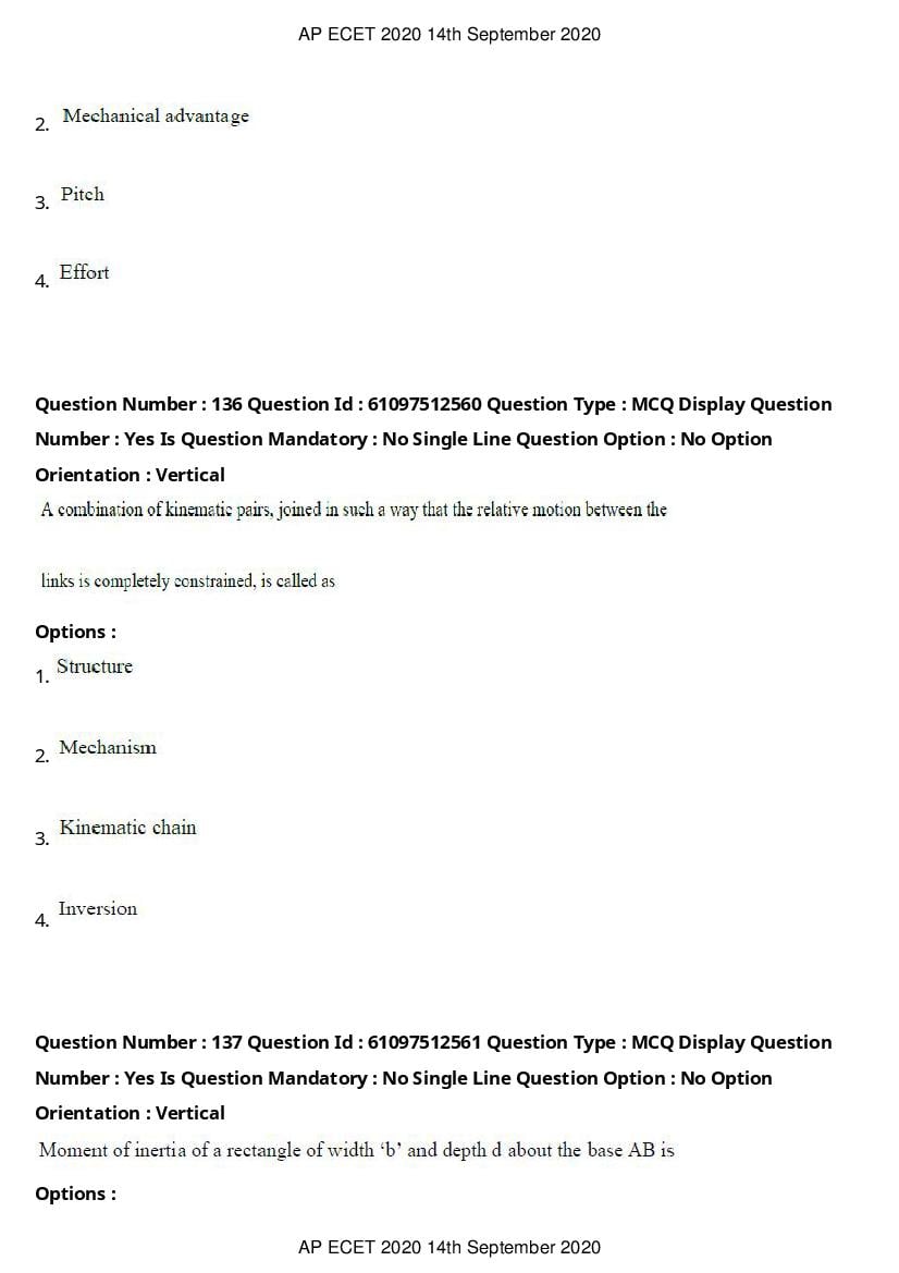 AP ECET 2020 Question Paper PDF with Answer Key (13 Papers)