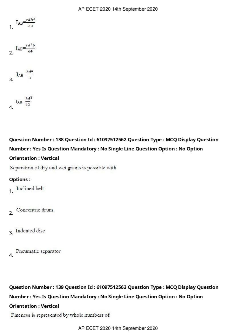 AP ECET 2020 Question Paper PDF with Answer Key (13 Papers)