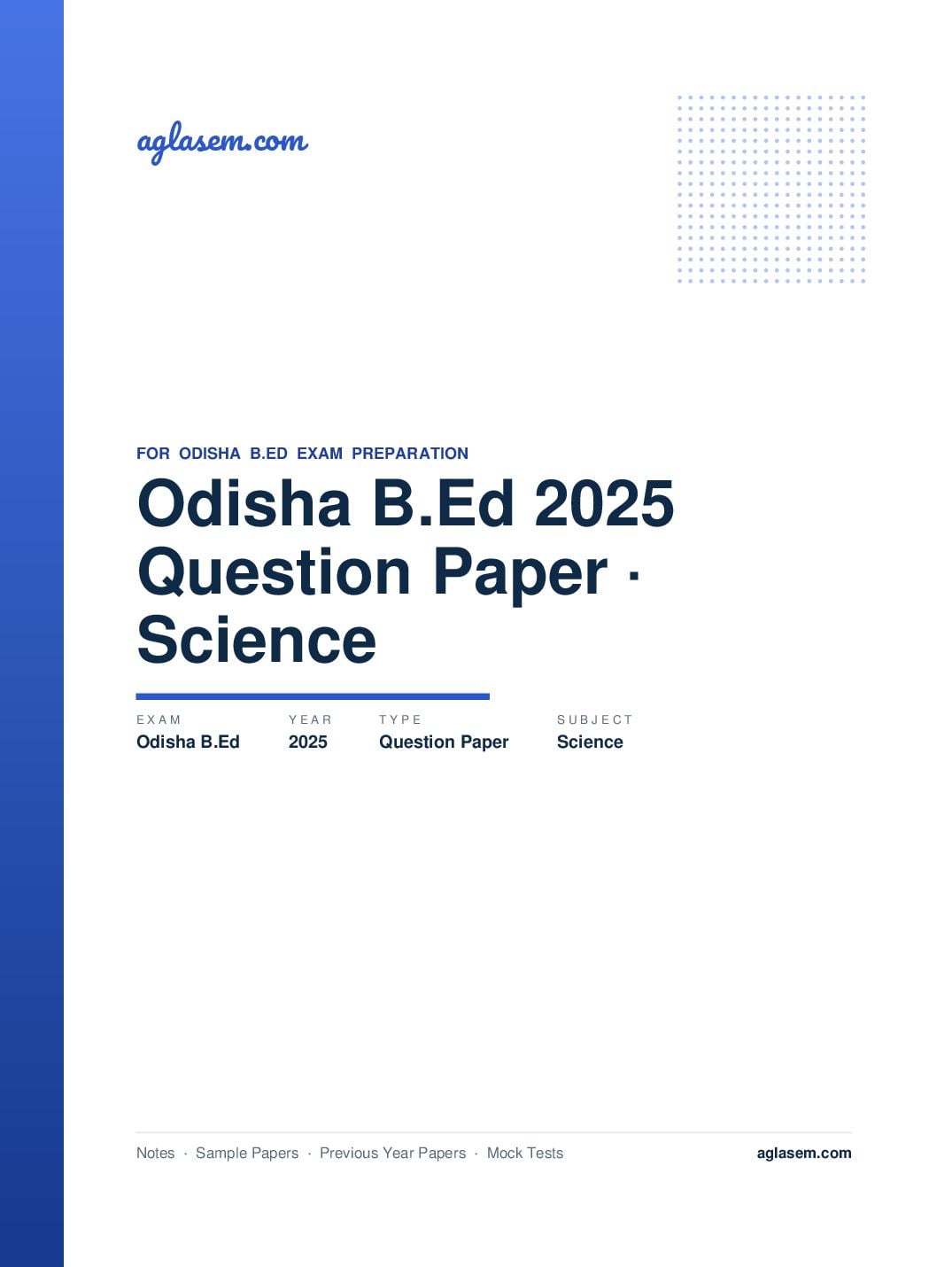 Odisha B.Ed 2025 Question Paper Science - Page 1 of 17