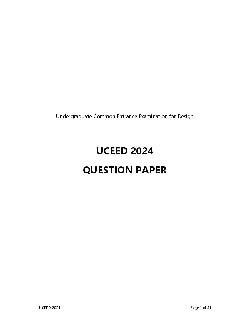 Download UCEED 2024 Question Paper PDF | UCEED Exam Preparation ...