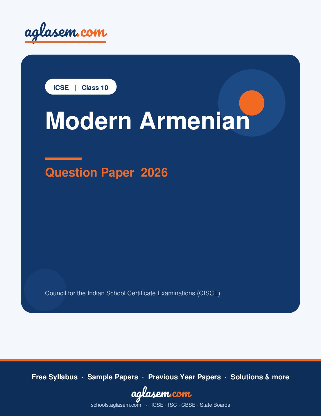 ICSE Class 10 Question Paper 2026 Modern Armenian - Page 1 of 9