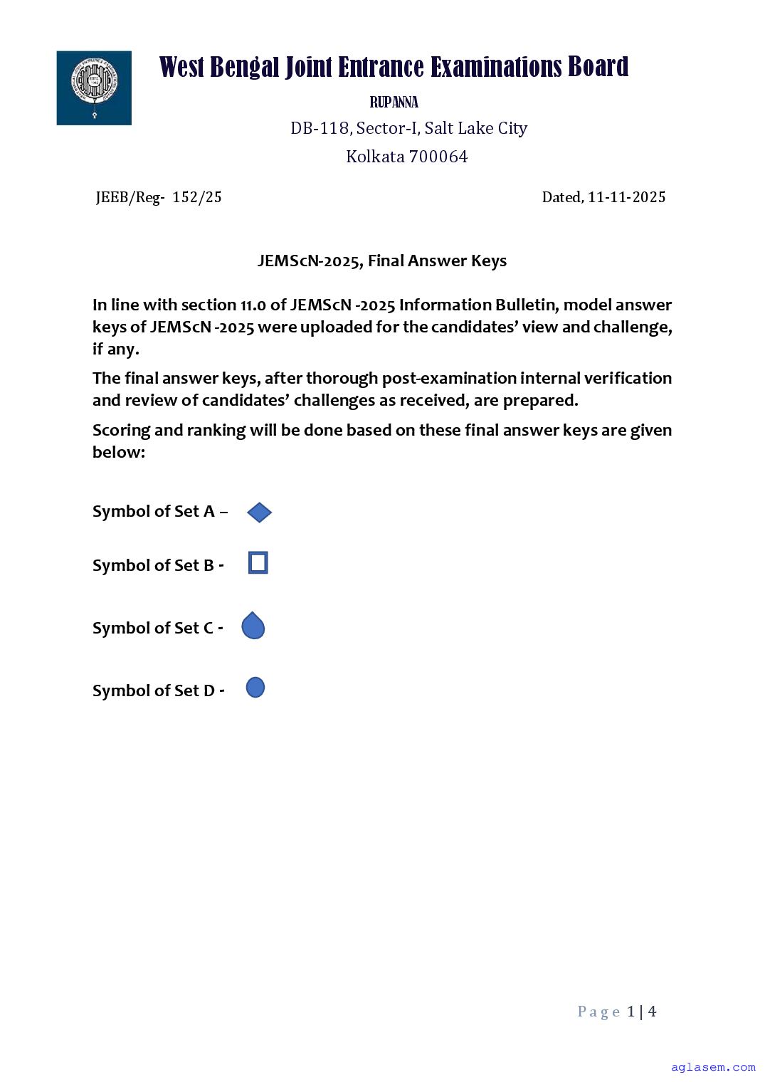 JEMSCN 2025 Answer Key - Page 1 of 4