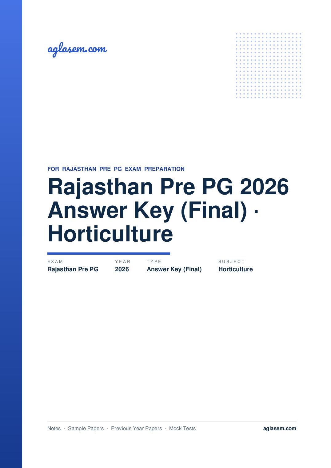 Rajasthan Pre PG 2026 Answer Key (Final) Horticulture - Page 1 of 5