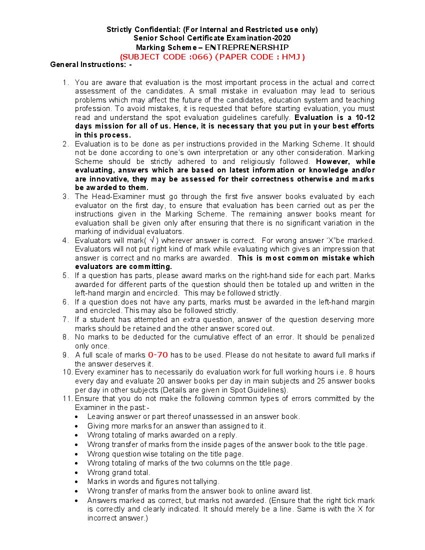 CBSE Class 12 Entrepreneurship Question Paper 2020 Set 1 Solutions - Page 1