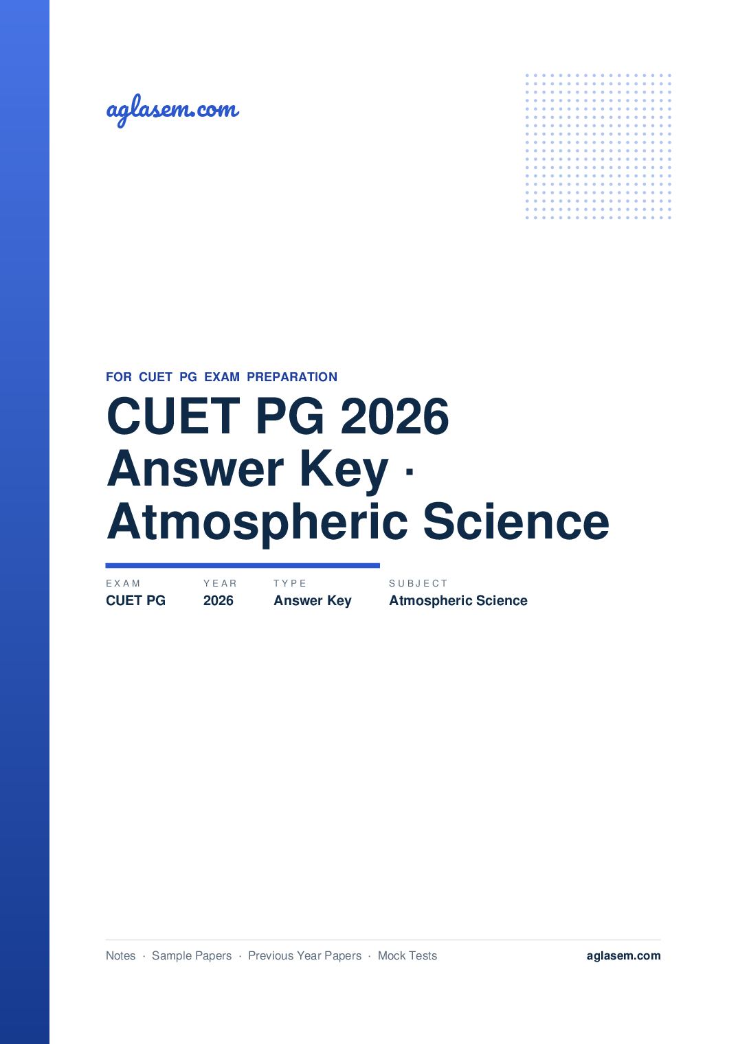 CUET PG 2026 Answer Key Atmospheric Science - Page 1 of 2