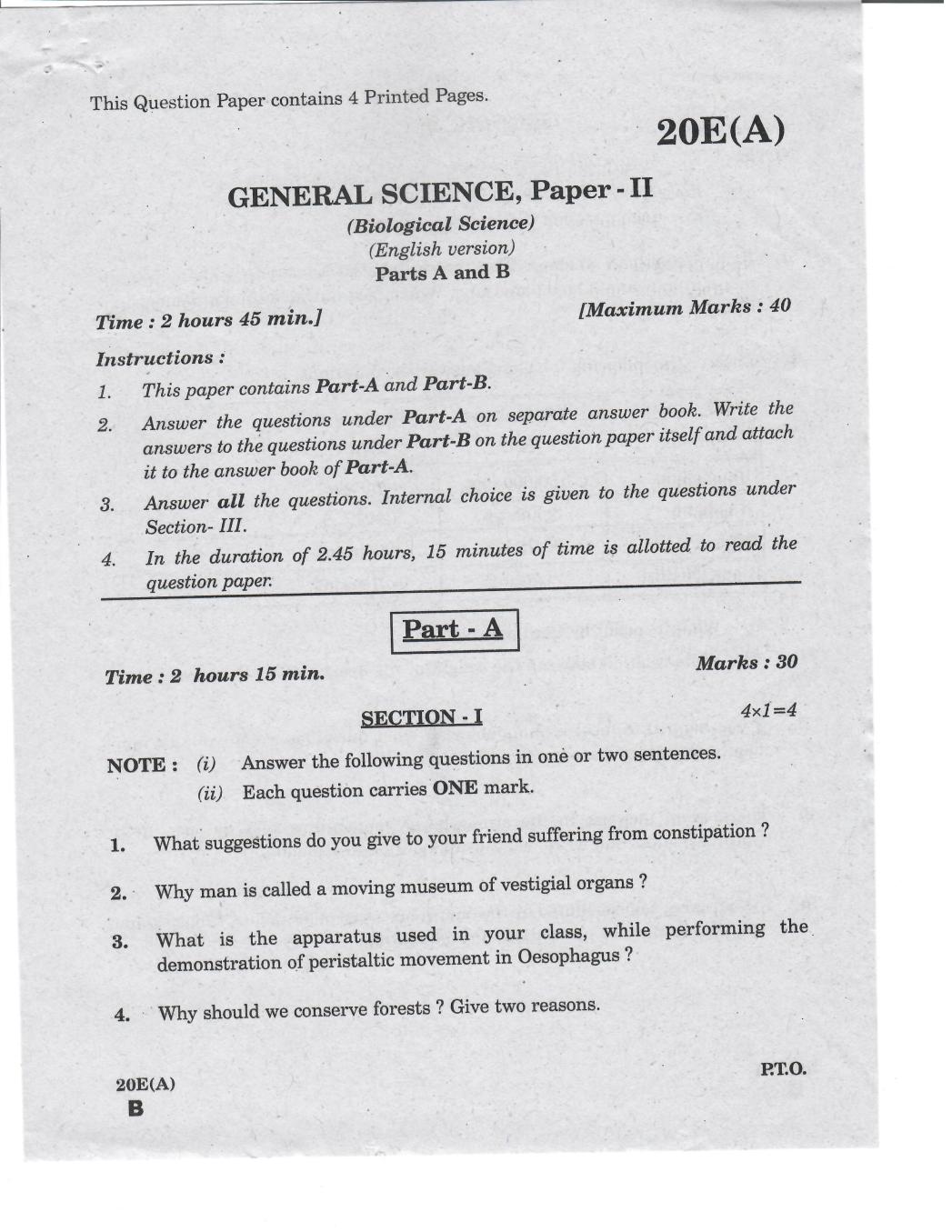 AP 10th Class Question Paper 2019 General Science - Paper 2 (English Medium) - Page 1