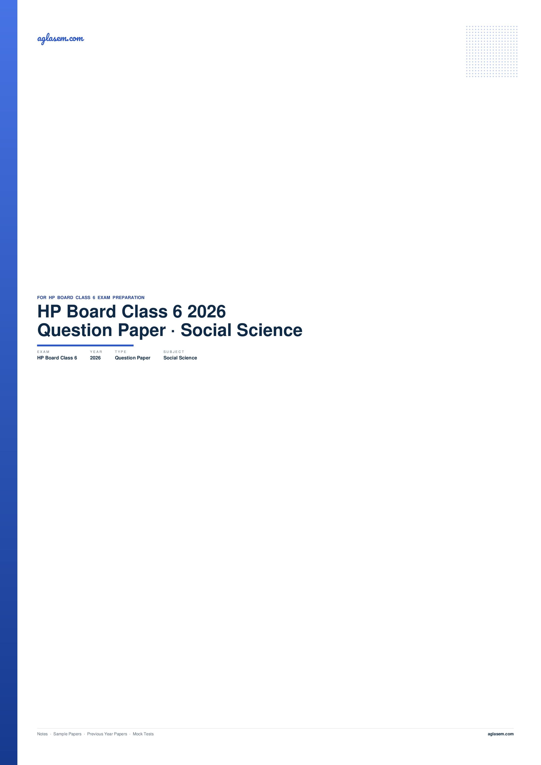 HP Board Class 6 Question Paper 2026 Social Science - Page 1 of 5