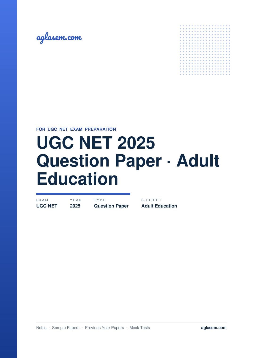 UGC NET 2025 Question Paper Adult Education - Page 1 of 143