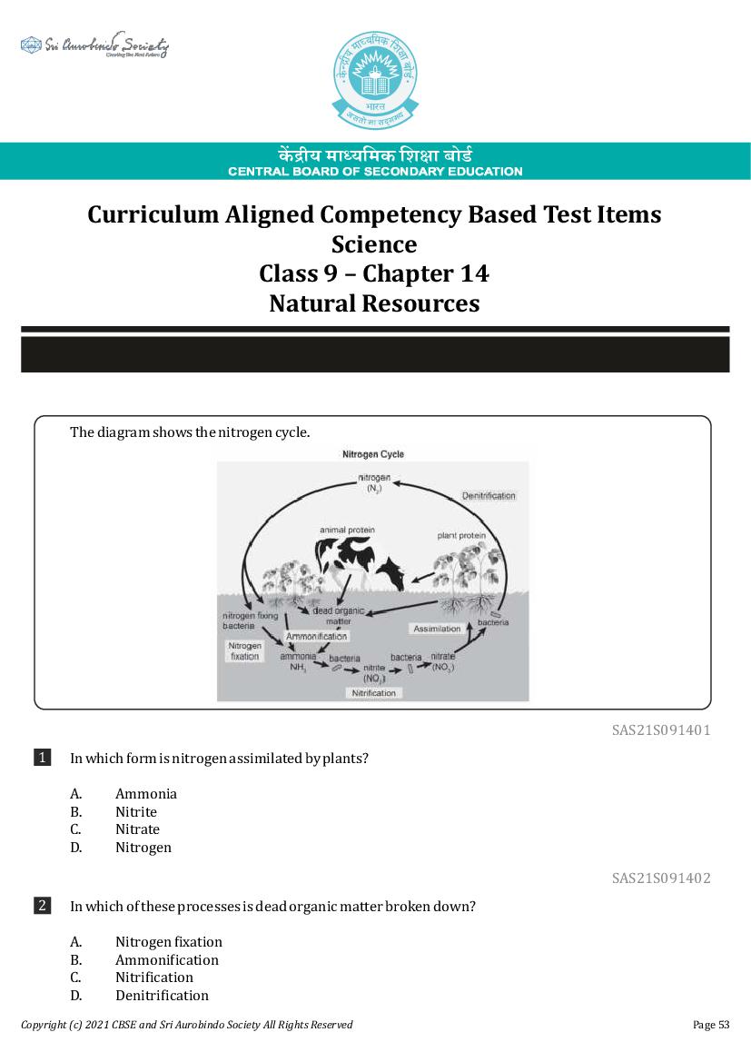 Class 9 Science Competency Based Questions 2025 - Download PDF - AglaSem