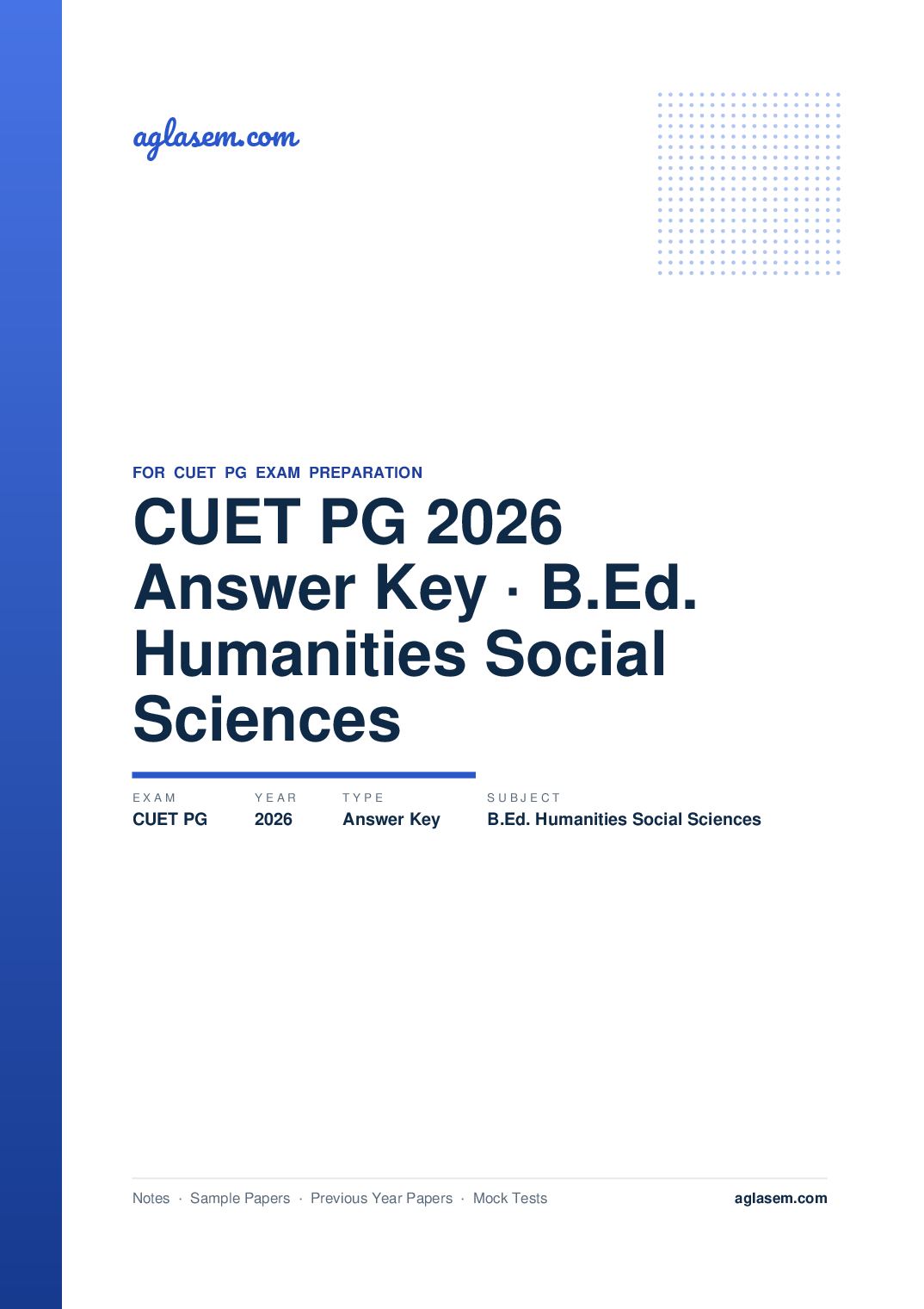 CUET PG 2026 Answer Key B.Ed. Humanities and Social Sciences - Page 1 of 3