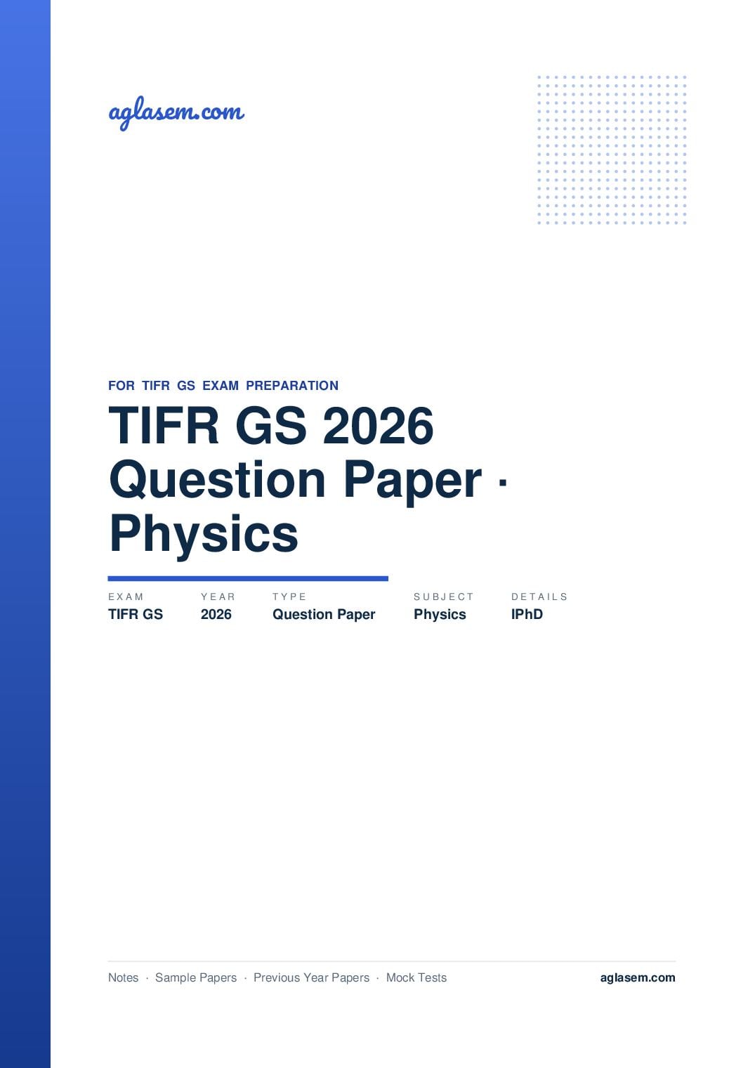 TIFR GS 2026 Question Paper Physics IPhD - Page 1 of 41