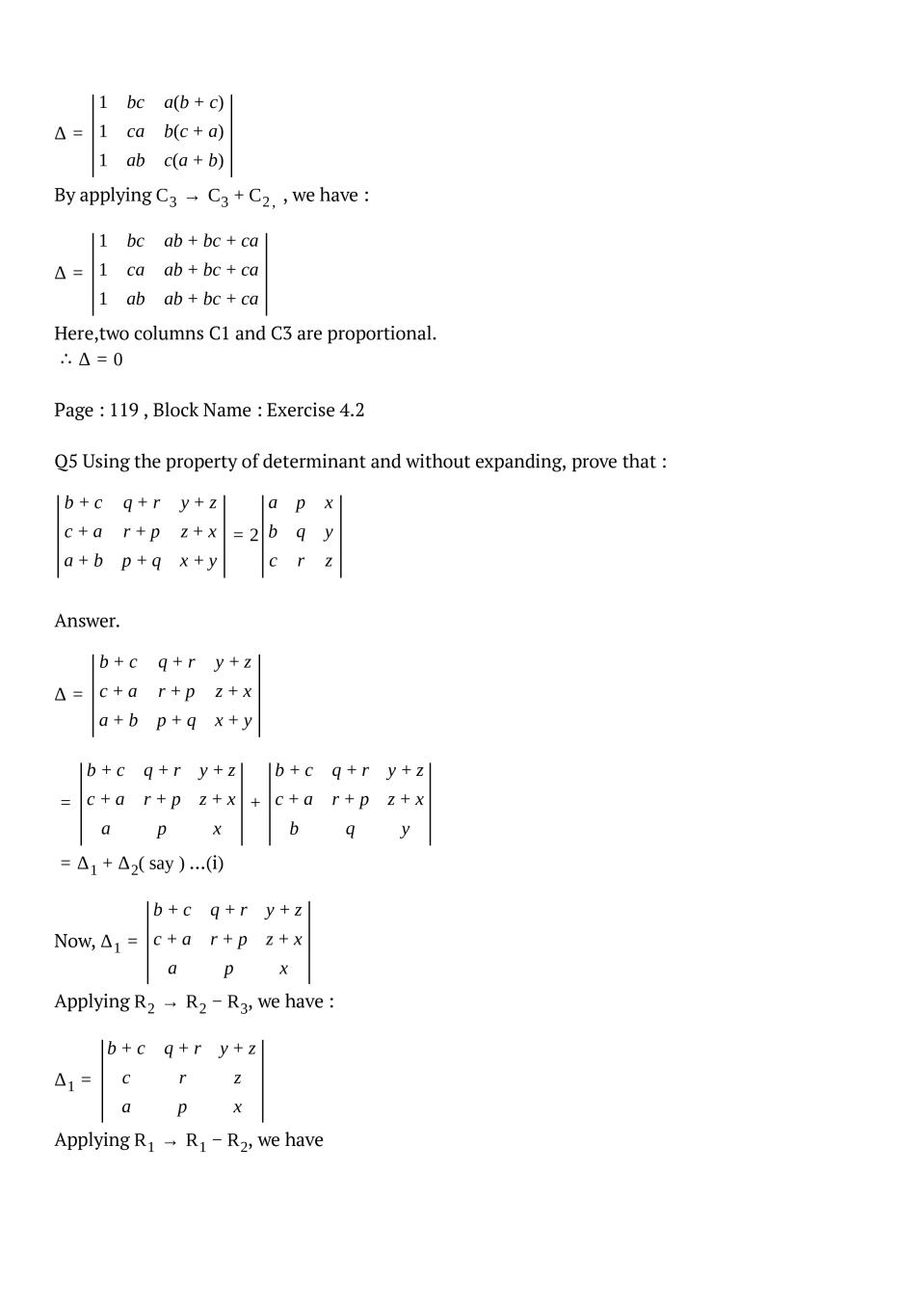 Ncert Solutions For Class 12 Maths Chapter 4 Determinants