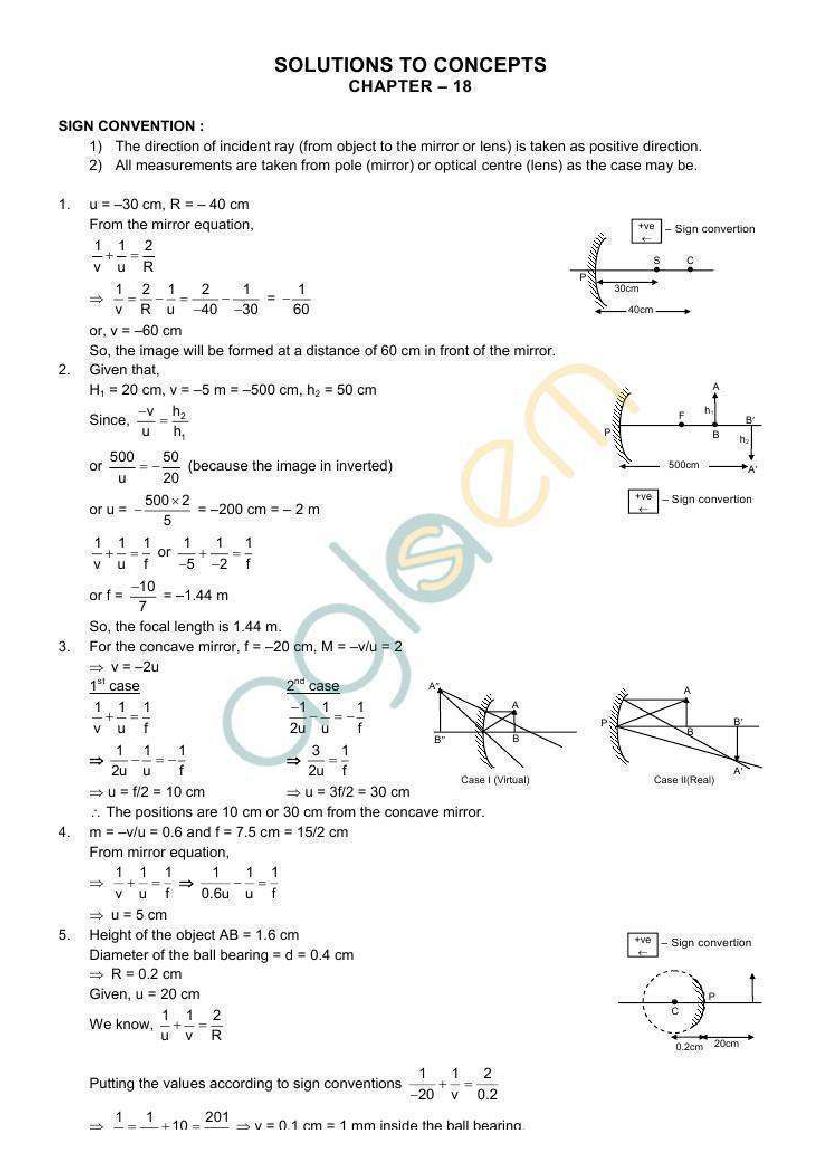 HC Verma Solutions Chapter 18 Geometrical Optics - Page 1 of 19