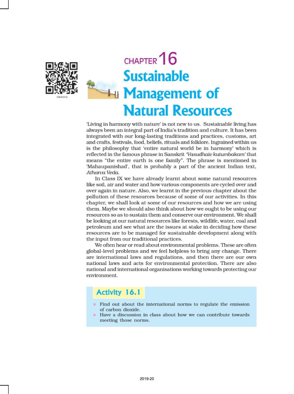 NCERT Book Class 10 Science Chapter 16 Sustainable Management of Natural Resources - Page 1