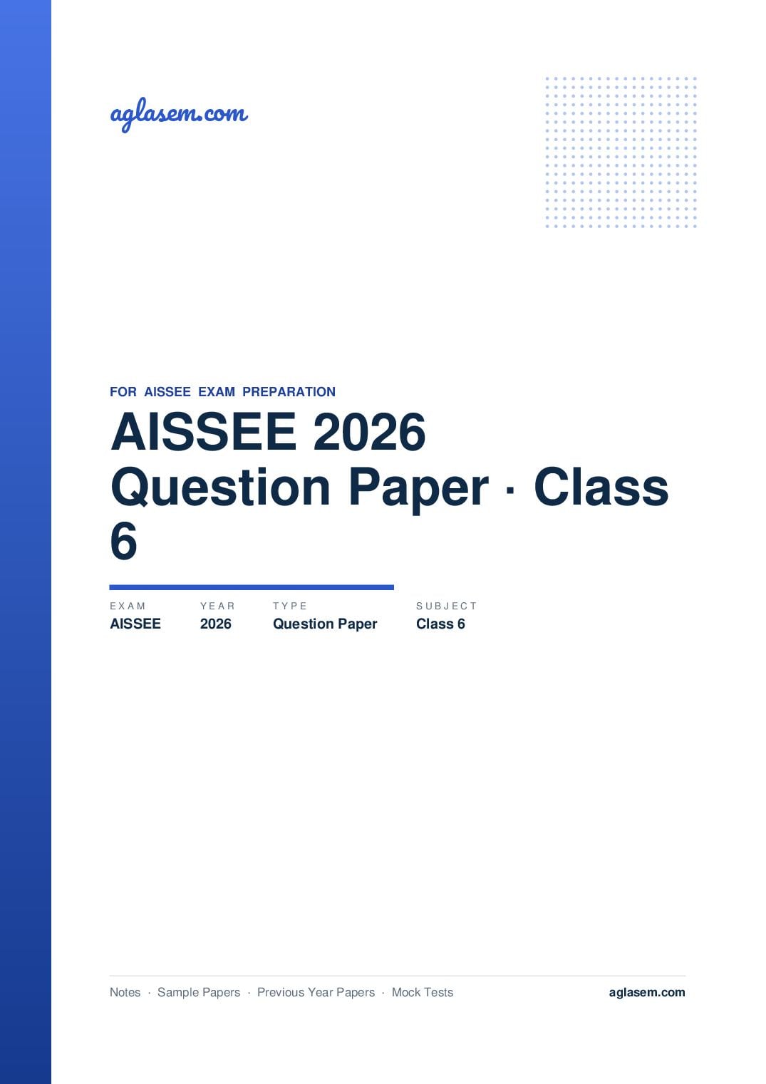 AISSEE 2026 Question Paper Class 6 - Page 1 of 29