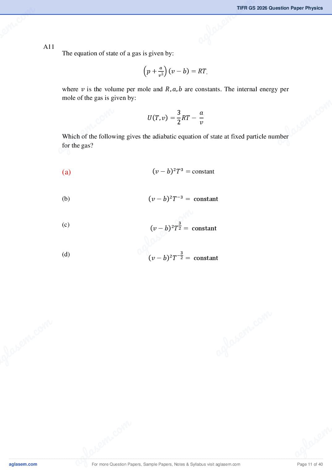 TIFR GS 2026 Question Paper PDF with Answers (9 Papers)