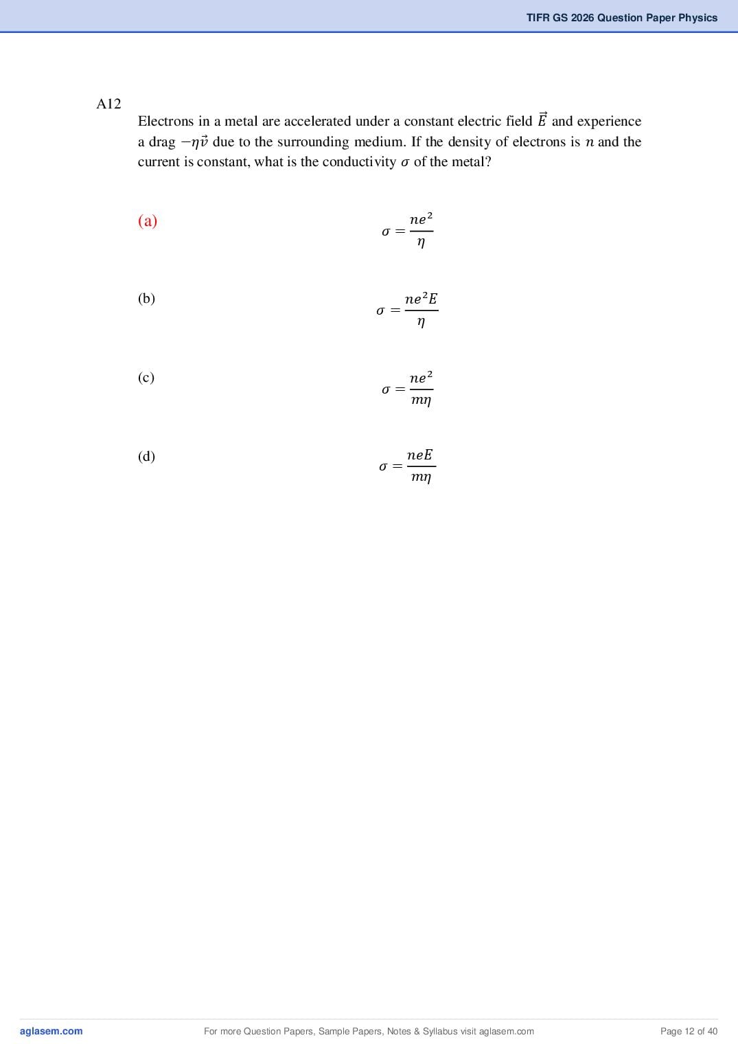 TIFR GS 2026 Question Paper PDF with Answers (9 Papers)