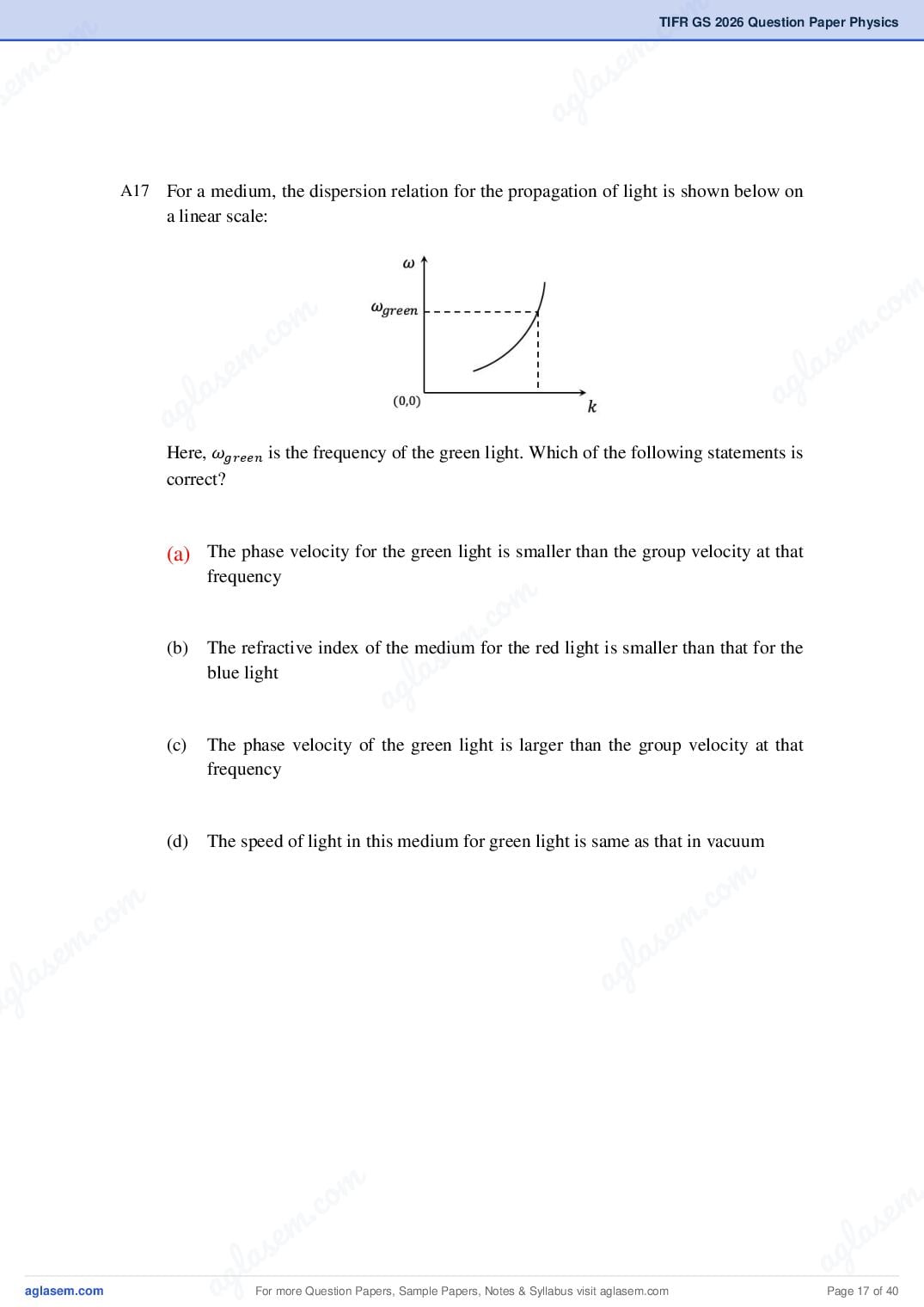 TIFR GS 2026 Question Paper PDF with Answers (9 Papers)