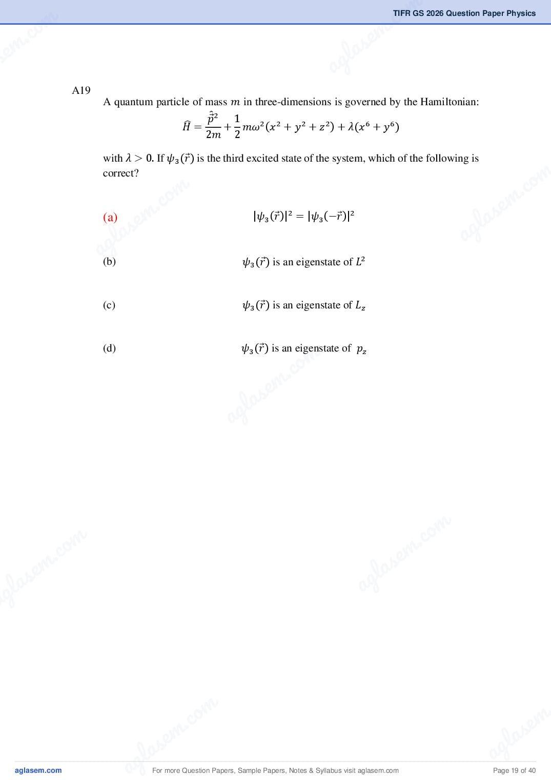 TIFR GS 2026 Question Paper PDF with Answers (9 Papers)