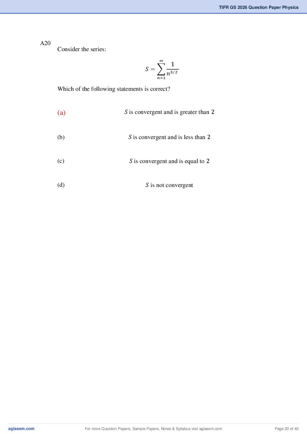 TIFR GS 2026 Question Paper PDF with Answers (9 Papers)